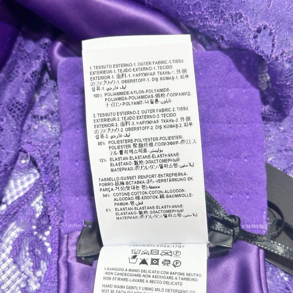 NWT Versace Runway SS23 Bodysuit Size 1C/ 32C/ XS Bustier Satin Lace Purple $875 - Picture 13 of 15